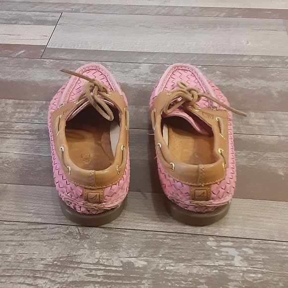Sperry Pink and Brown Western Woven Leather Coastal Cowgirl Shoes Size 7 - Picture 5 of 9